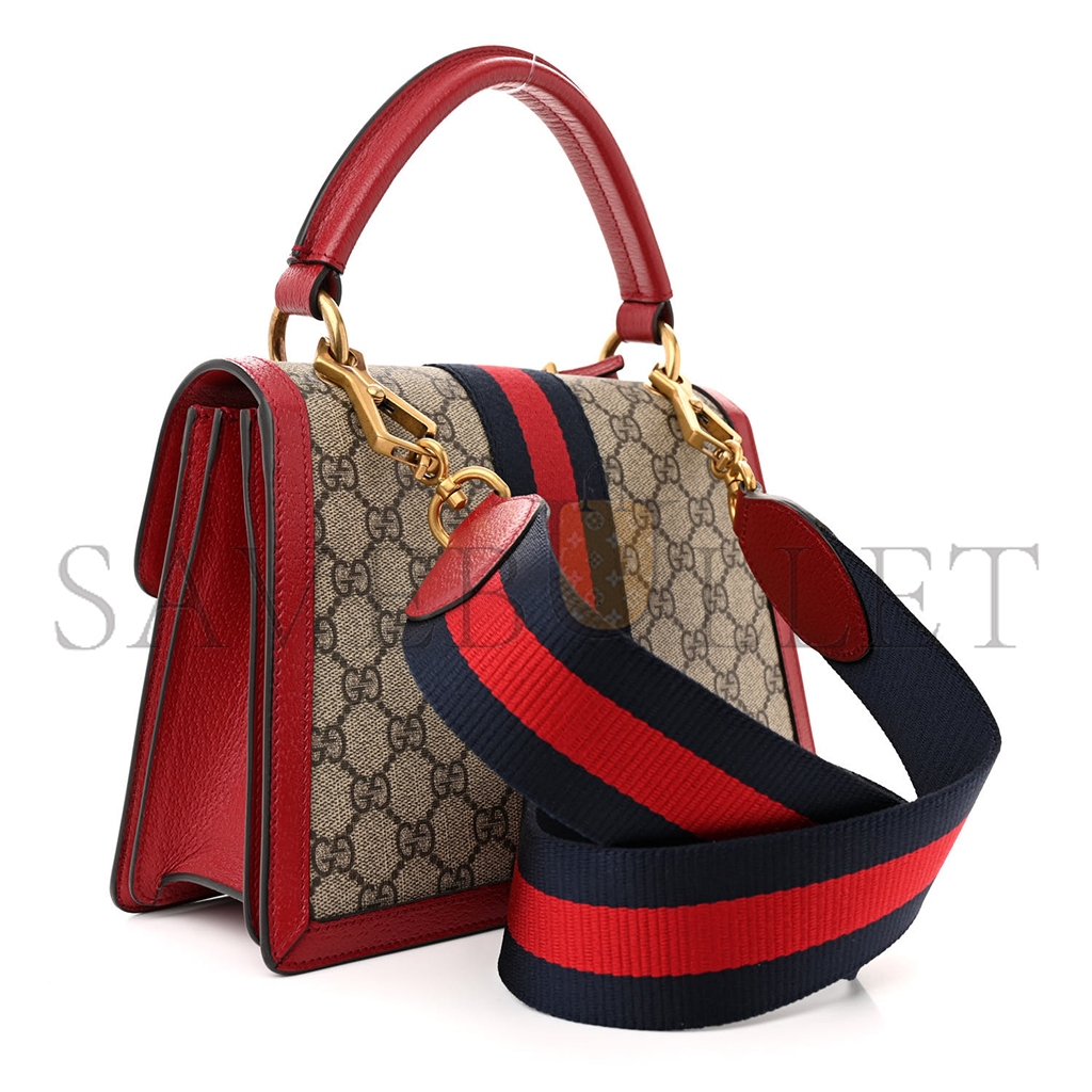 GUCCI GG SUPREME MONOGRAM SMALL QUEEN MARGARET TOP HANDLE BAG RED (25*18*10cm) 